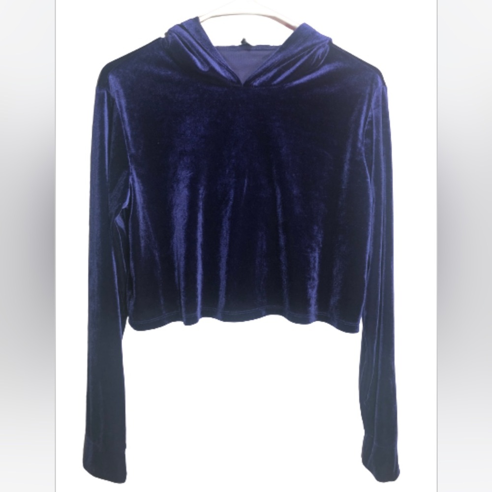 Long sleeve velvet cropped hoodie size small